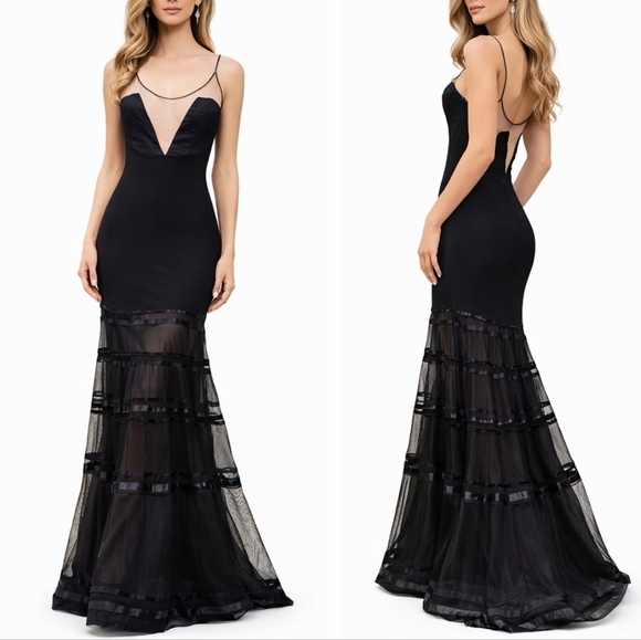 Max Azria Couture Black Illusion Mermaid Gown – Elegant Evening Statement - Picture 12 of 16